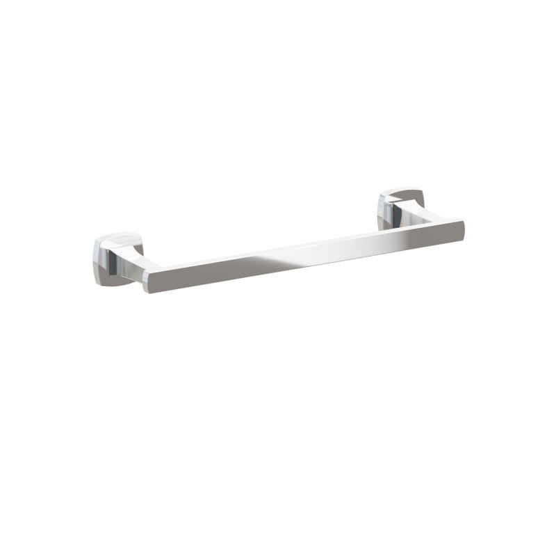 Porte-serviettes évasé transitionnel 9 po avec rosette carrée Emtek, Chrome poli, H 1,625 po x L 13,375 po x P 3,125 po
