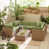 Green Cushion/Beige Frame