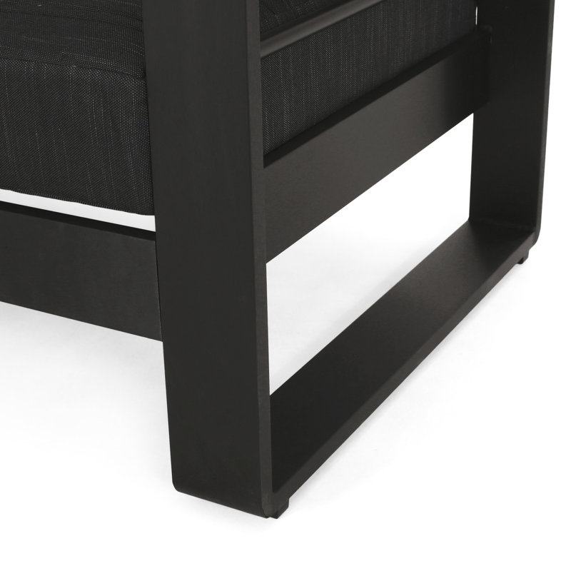 Extérieur en aluminium avec tissu gris résistant aux intempéries - Structure et coussins noirs