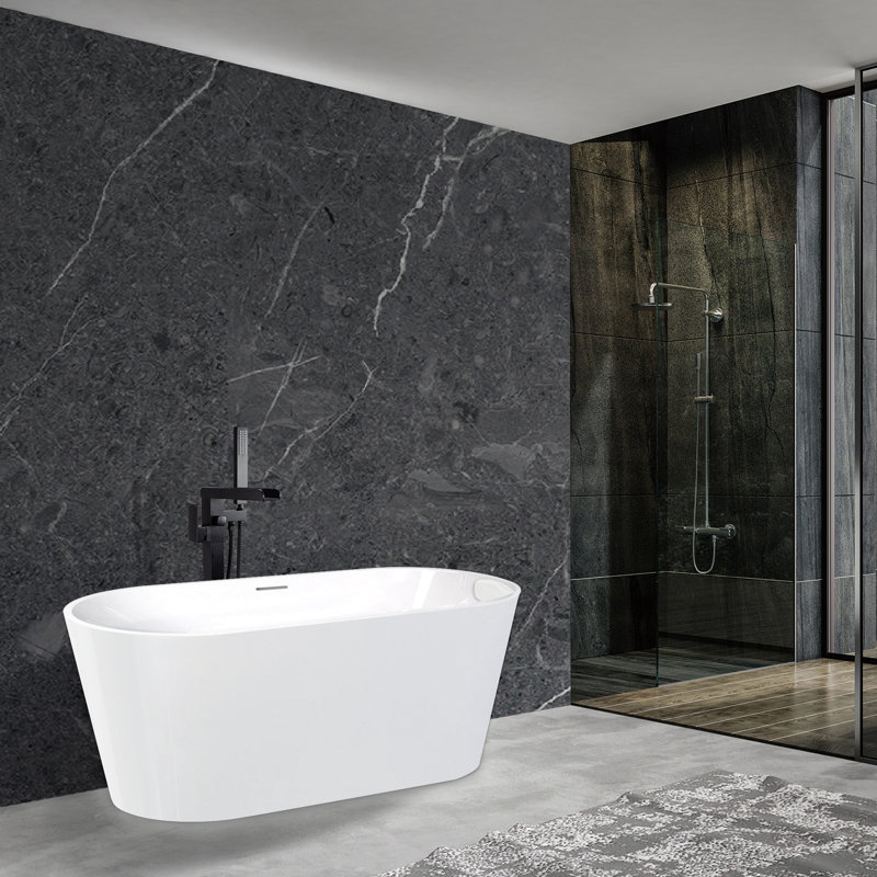 Transolid Freestanding Bathtub, In White, 23.25" H x 31.13" W x 66.88" D