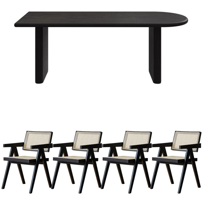 Ensemble de table de salle à manger en bois massif de style nordique, H 29,5 po x L 27,5 po x l 62,9 po