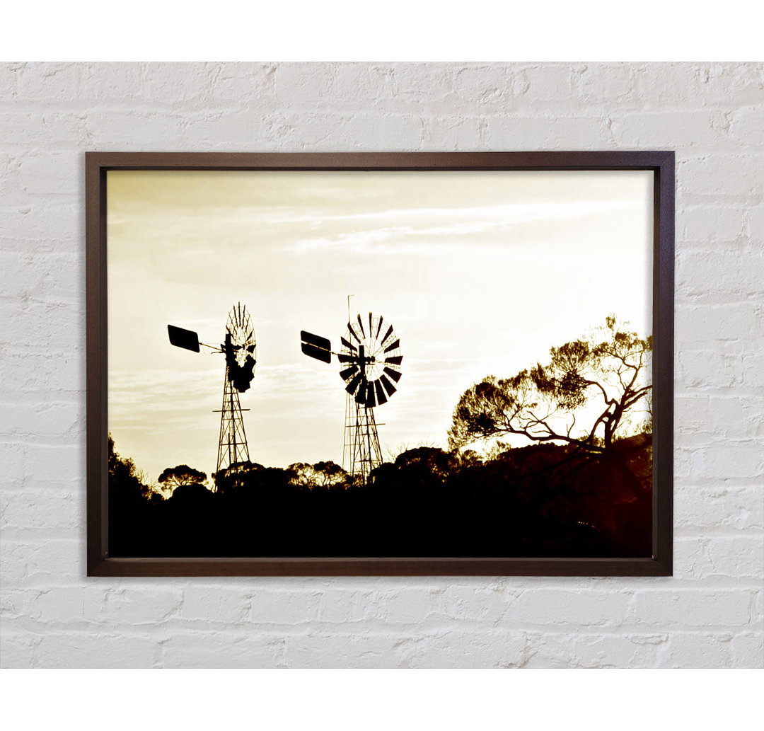 Windmühlen Sepia - Einzelner Bilderrahmen Kunstdrucke auf Leinwand