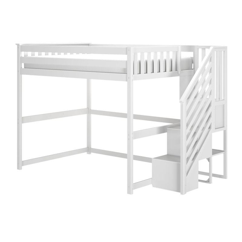 Classic Full High Loft + Staircase, White, White