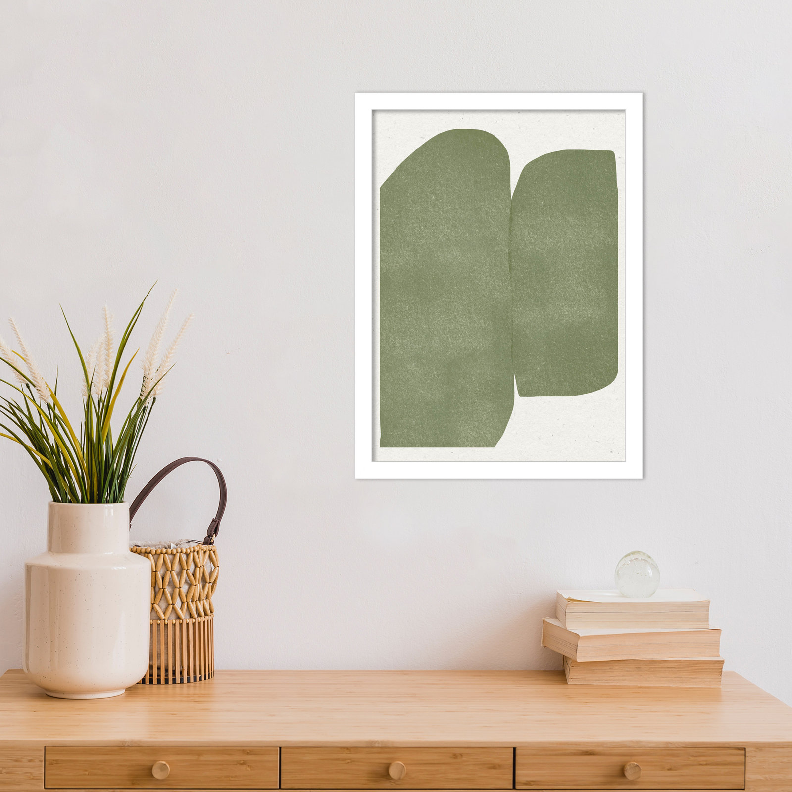 Rooney "Green Paper Cut Modern" Print, White, 17" H x 13" W