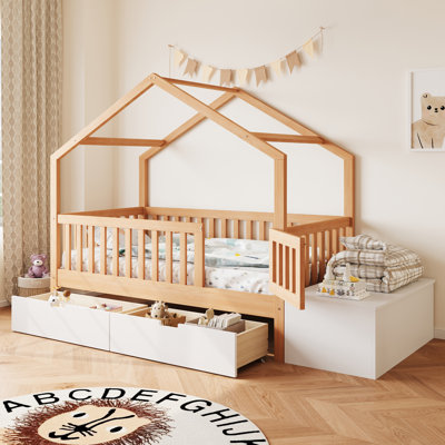 Lits de rangement pour tout-petits, cabane de jeu moderne en pin et MDF pour enfants