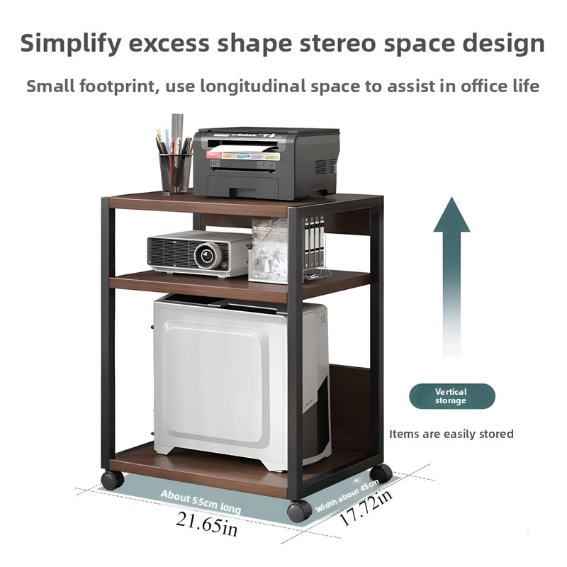 Support pour imprimante robuste avec roulettes, étagère de rangement à plusieurs niveaux pour le bureau, support pour tour d'ordinateur, organisateur mobile pour la maison et l'espace de travail