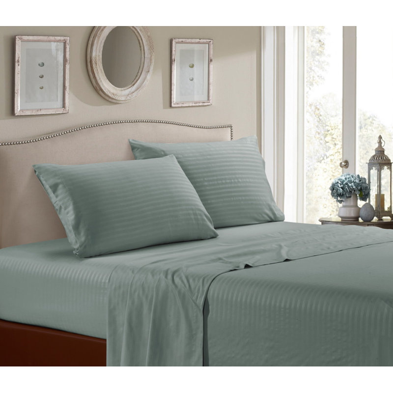 Microfiber Striped Sheet Set, Gray, Queen Sheet Set