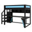 Lit mezzanine élégant avec bureau intégré, garde-robe, DEL et USB-884636022