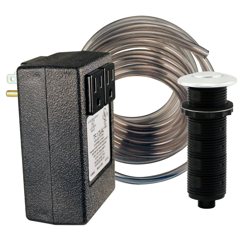 Sink Top Waste Disposal Air Switch and Dual Outlet Control Box, Flush Button, Stainless Steel