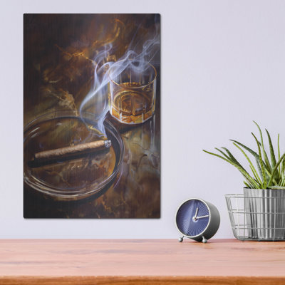 Art mural en métal Winston Porter «Cigare et whisky» par Andreas Magnusson