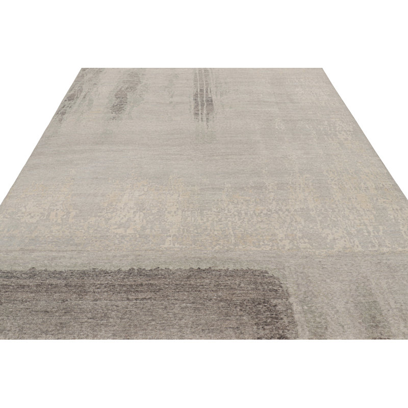 Rug & Kilim’S Modern Distressed Abstract Rug In Beige, Gray And Blue Tones