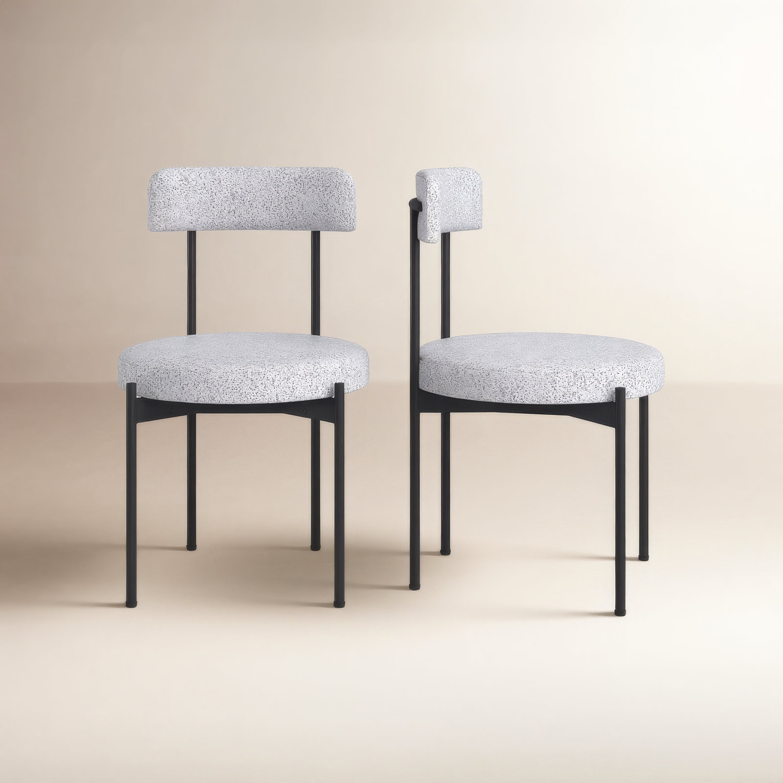 Liana Boucle Dining Chair, Black/White