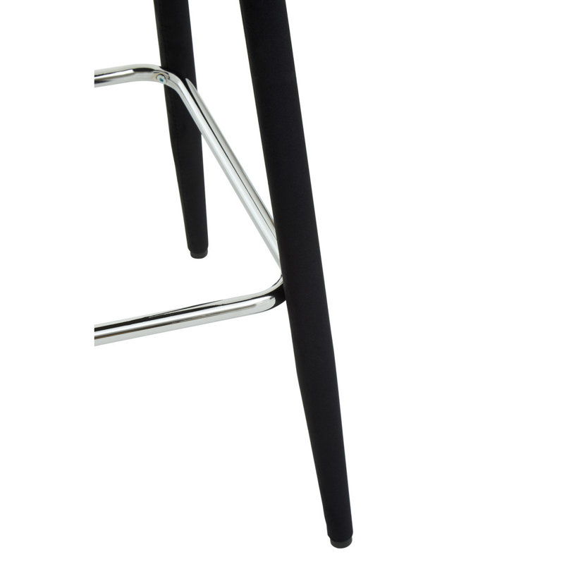 Upholstered Counter Stool with Metal Frame, Black, Black
