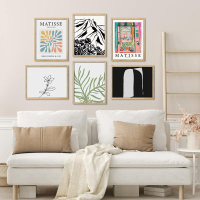 " SIGNLEADER Framed Henri Matisse Colorful Plant Wall Art, Set Of 6 Abstract Geometric Wall Decor Prints, Minimalism Wall Decor For Living Room, Bedroom " by Henri Matisse 6 - Pieces