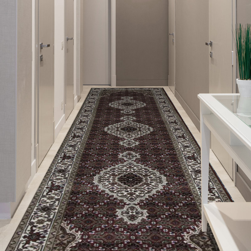 Hand-Knotted High-Quality Red and Cream Runner