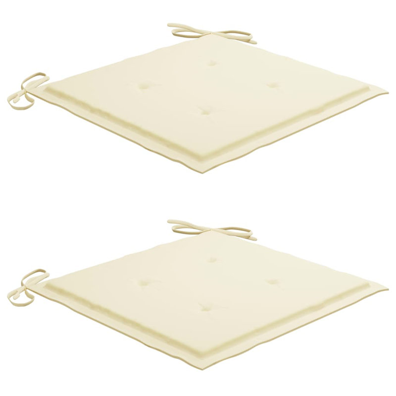 2 chaises de patio avec coussins vidaXL en bois d'acacia massif gris, Crème, Gris/gris pâle