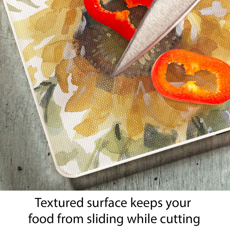 Sunflower Tempered Glass Rectangular Cutting Board 15" x 12"