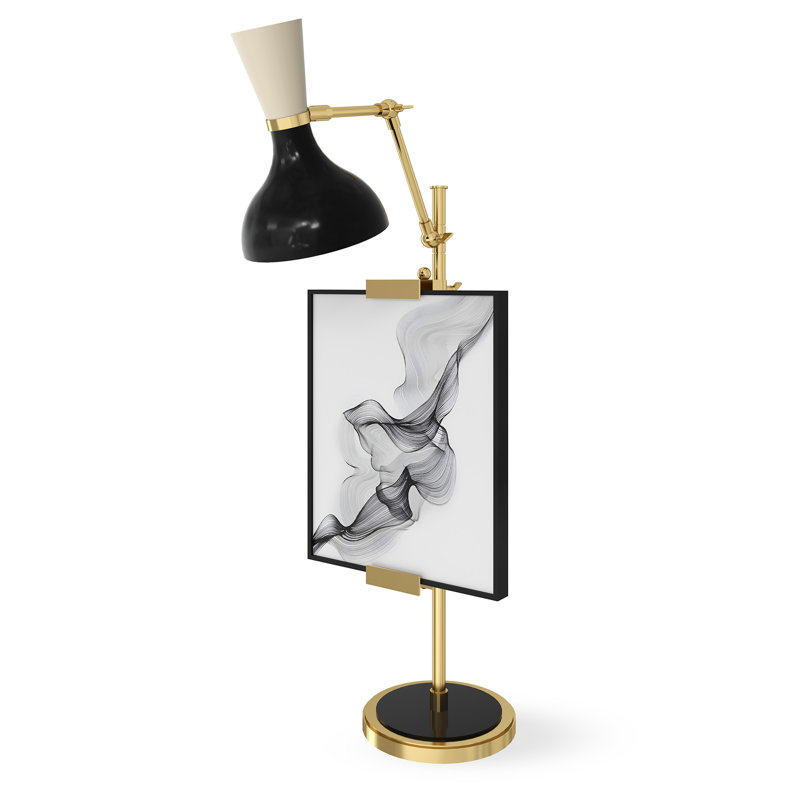 Lampe fantaisie Clare, Laiton moderne, Obsidienne / os