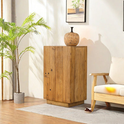 Armoire d'appoint en bois d'orme antique avec finition naturelle
