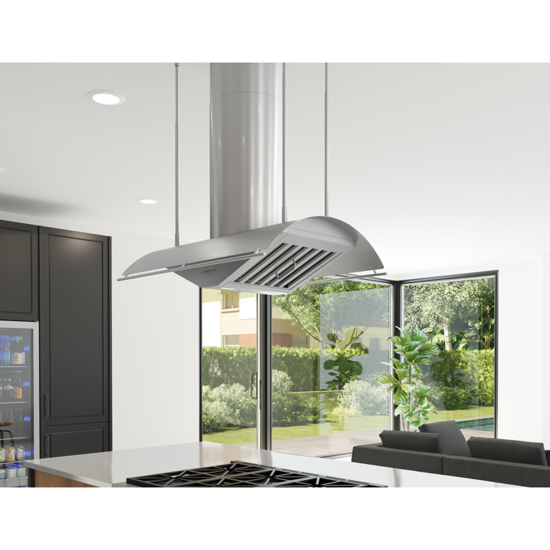 Zephyr Trapeze 36 in. Island Mount Range Hood with LED Lights in Stainless Steel