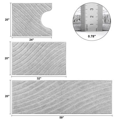 Absorbent Non-Slip Bathroom Mats (Set of 3)