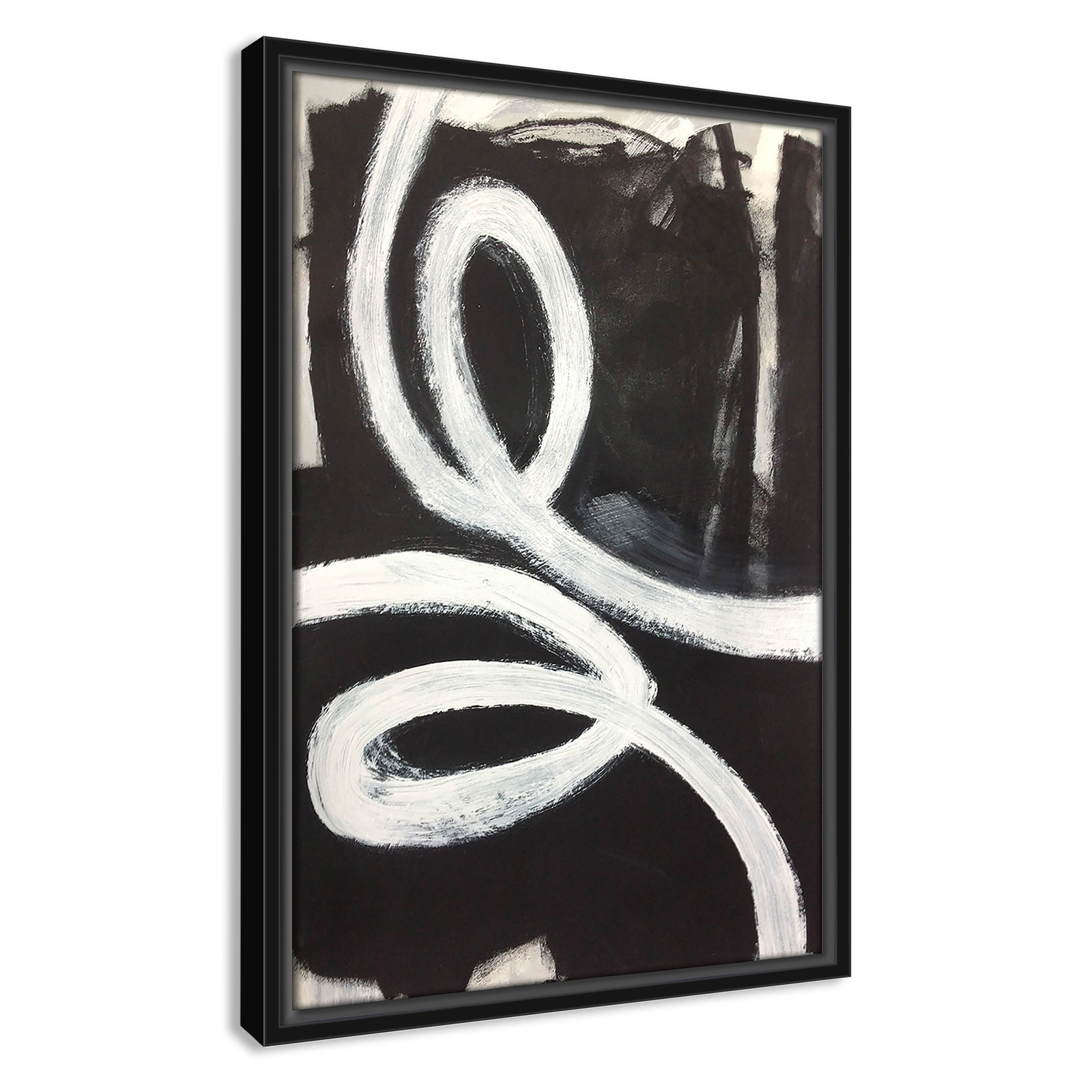 Bronte "Swirly Swirls I" Print, 19.5" H x 13.5" W x 2" D, Black Floater Framed, No