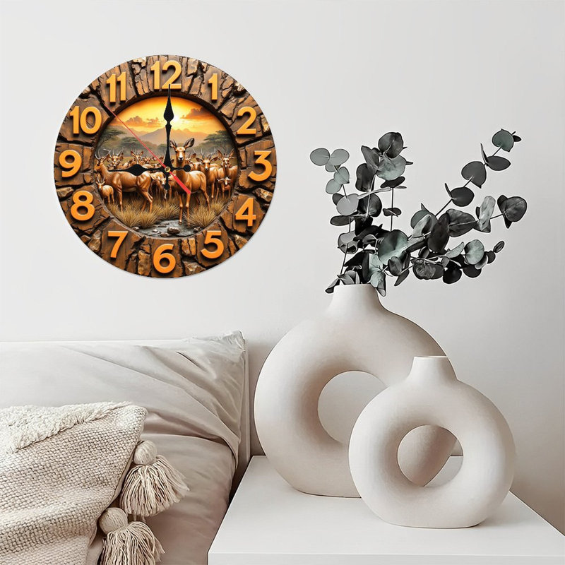 Horloge murale Safari Antelope Sunset
