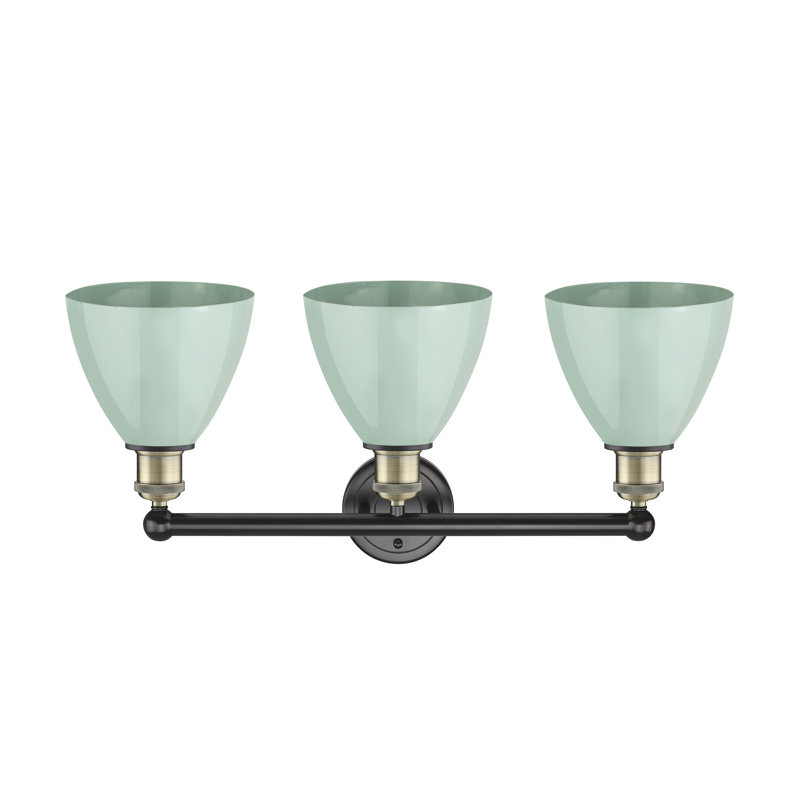 Éclairage pour meuble-lavabo 3 lumières 25,5 pouces Anglie Dome, Écume de mer, Laiton antique noir