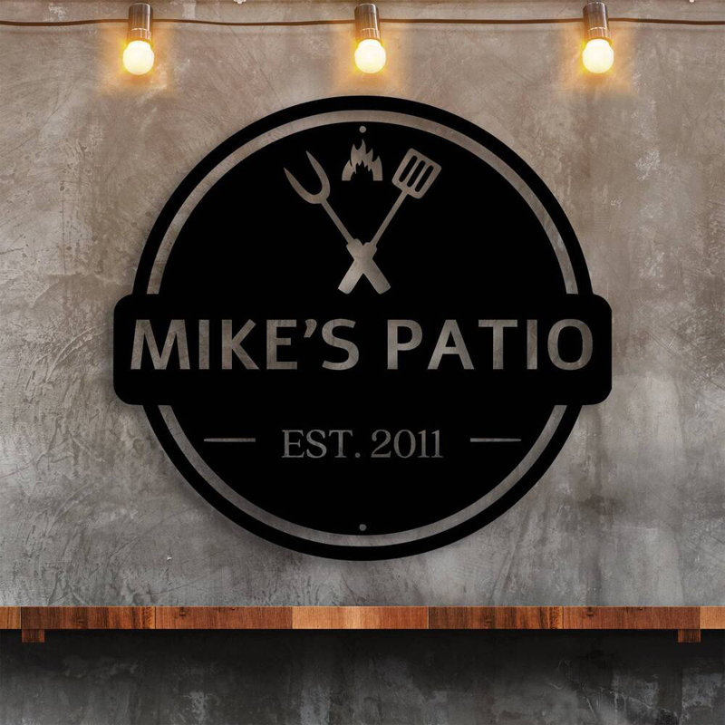 Personalized Backyard BBQ Sign Metal Wall Art - Custom Grill Name Decor - BBQ Lover Wall Hanging - Outdoor Patio Kitchen Sign - Rustic Farmhouse Barbecue Art - Modern Industrial Metal Sculpture - Unique Statement Piece