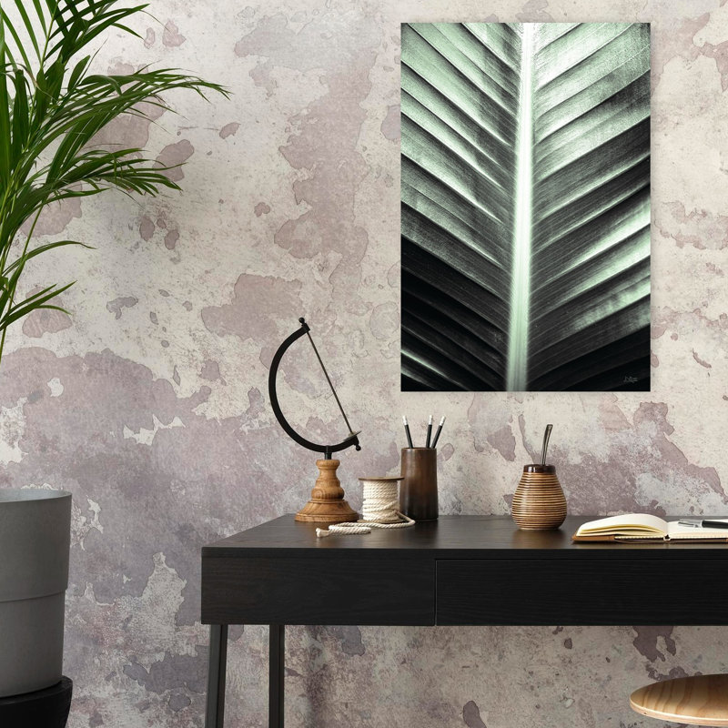 Feuilles de feuilles, art tropical abstrait, H 24 po x l 16 po