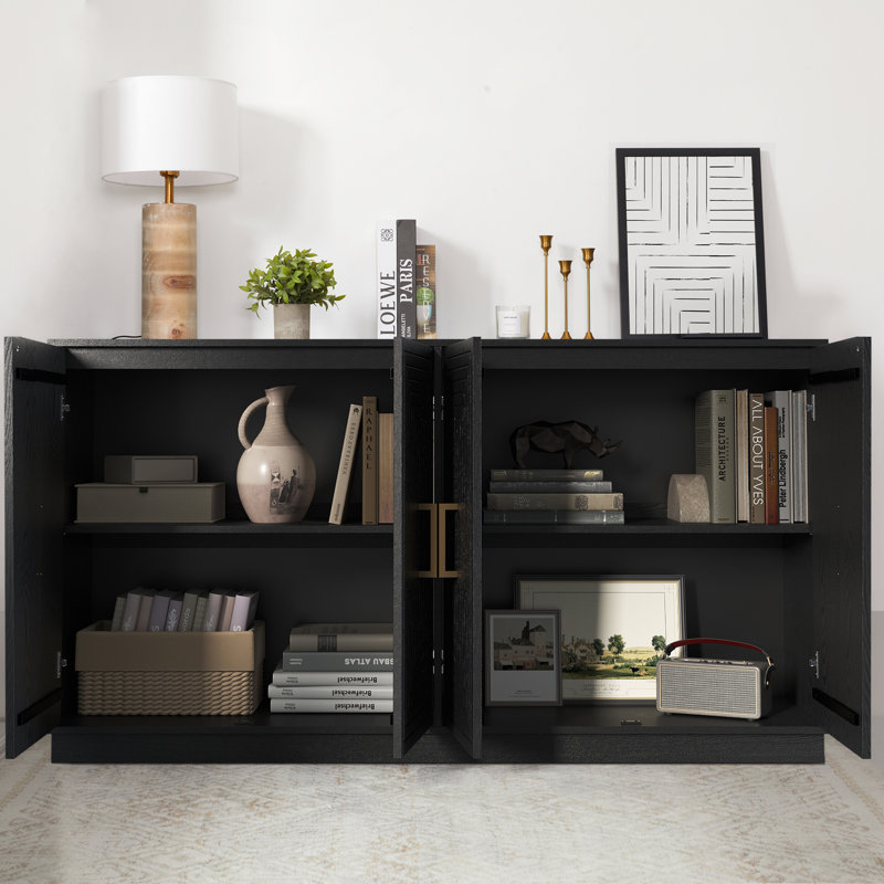 Buffet avec portes et tablettes réglables, Noir