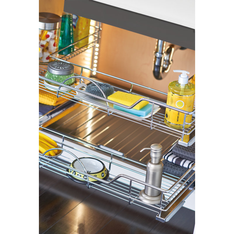 Chrome 33" Under Sink U-Shaped Pull Out Organizer