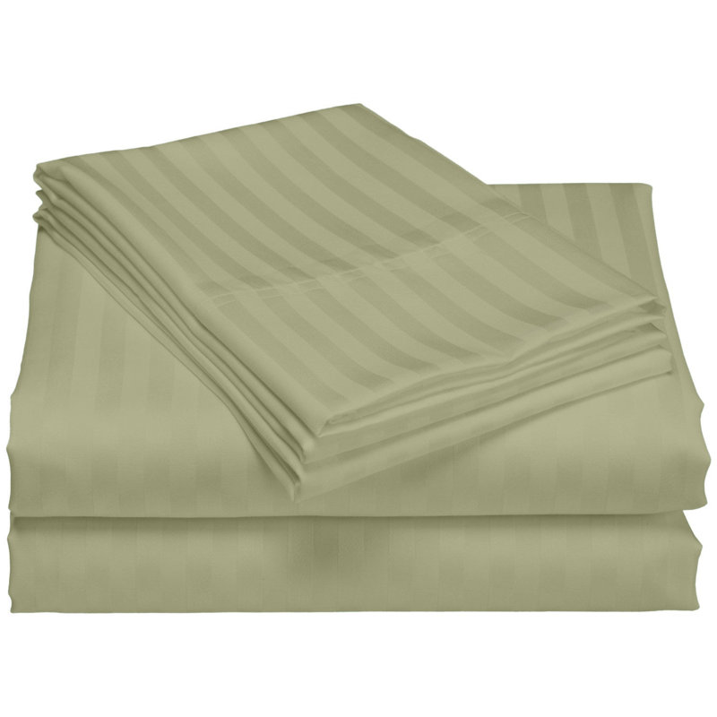 Ensemble de draps en satin de coton de qualité égyptienne 1200 fils, Ensemble de draps pour lit simple avec 1 taie d'or