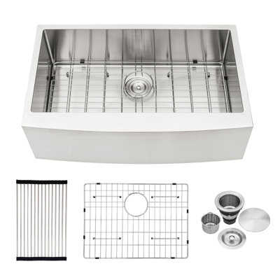 Évier de cuisine en acier inoxydable à tablier simple 30 po L