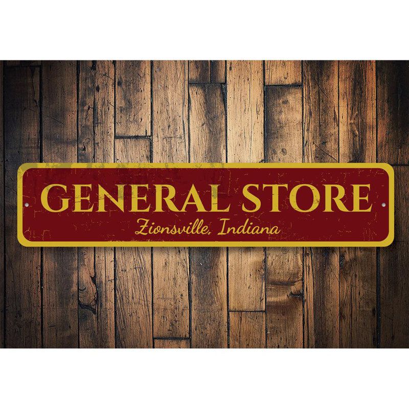 Enseigne en aluminium pour magasin général, H 6 po x l 24 po x P 0,06 po