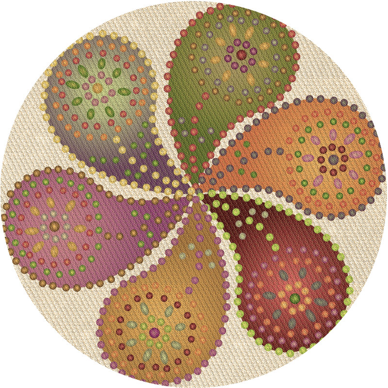 Tapis brun en laine à motif cachemire, Rond 6 pi