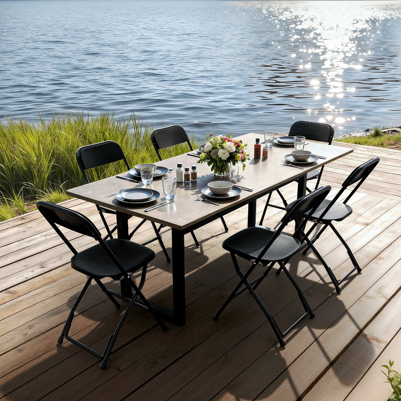 10-Pack Heavy-Duty Plastic Folding Chairs 250 Lb Capacity, Indoor/Outdoor Stackable Event Seating, Black