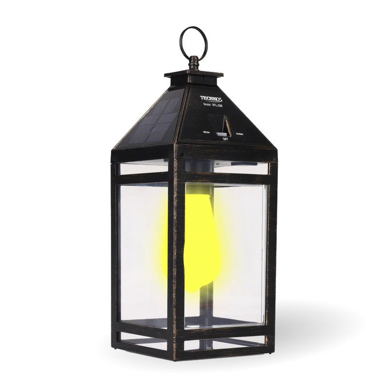 12.88 Outdoor Vintage Solar LED Lantern with Auto Dawn-to-Dusk Sensor, Clear - Edison