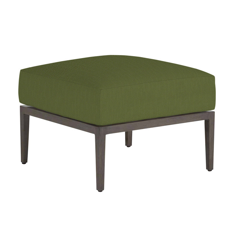 Santa Barbara Ottoman with Cushion, No Welt, Linen Forest