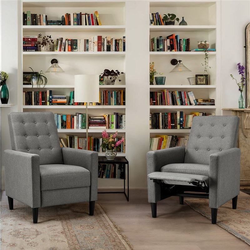 Single Reclining Chair With Adjustable Back & Footrest, Grey