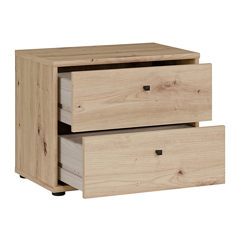 Tekita 54 cm W Bedside Table, Brown
