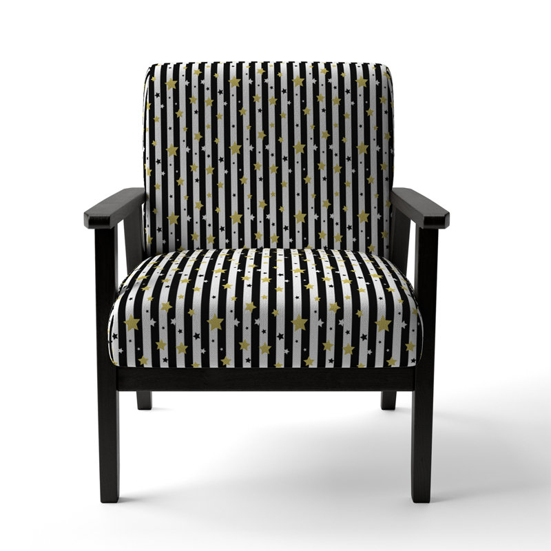 Fauteuil d'appoint rembourré à motif de rayures dorées Gold Stars