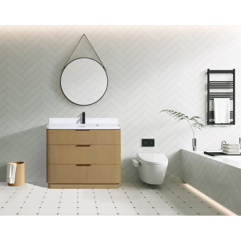 Azam 42'' Single Bathroom Vanity With Engineered Quartz Top