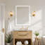 Miroir rectangulaire 30 po L x 22 po H avec cadre effet bois blanc pour salle de bain, entrée