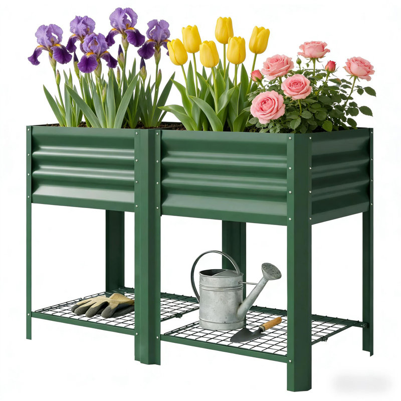 Planter Box,Outdoor Elevated Planter Box,Raised Garden Bed, Green