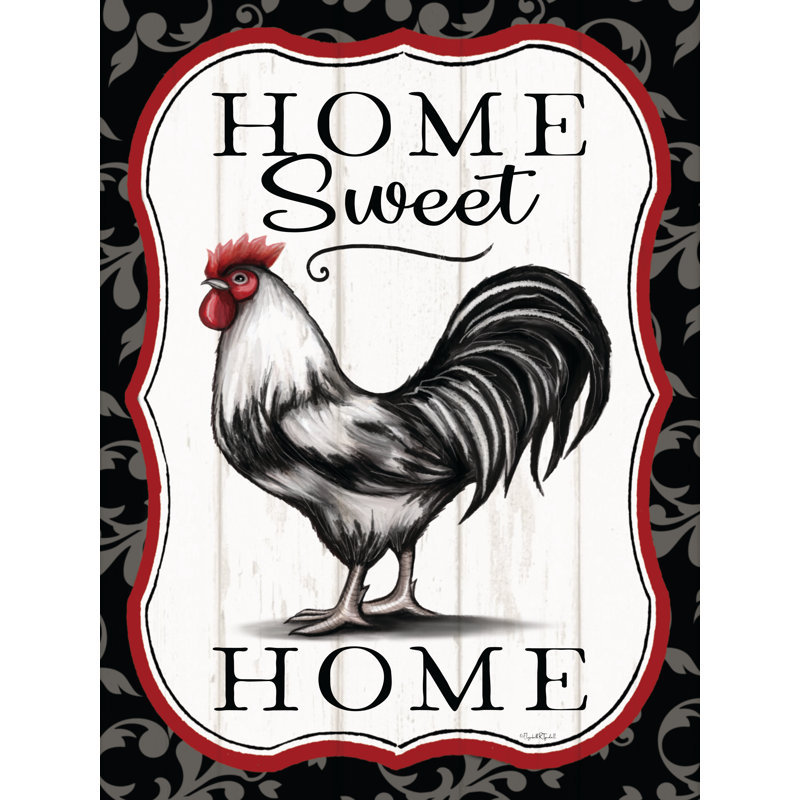 «Home Sweet Home Rooster» par Elizabeth Tyndall, H 32 po x l 24 po, Impression sur papier argentée sans passe-partout