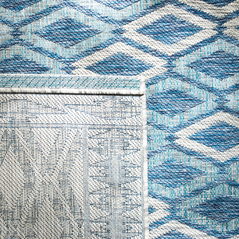 Addai Diamond Navy/Grey Indoor/Outdoor Rug