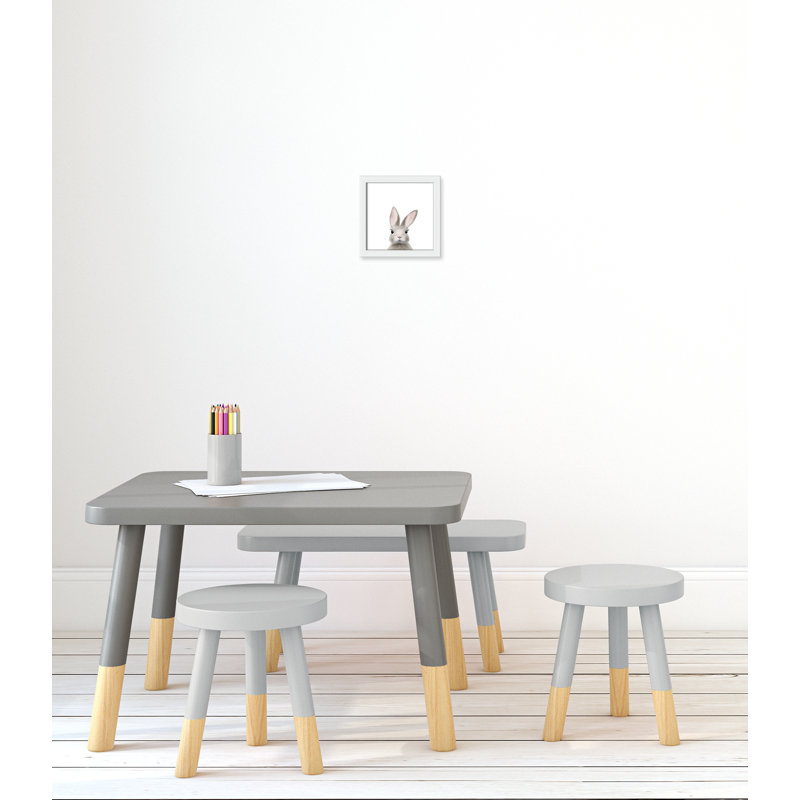 Art encadré en lapins forestières, H 9 po x l 9 po x P 1,19 po, Encadré de boîte blanc