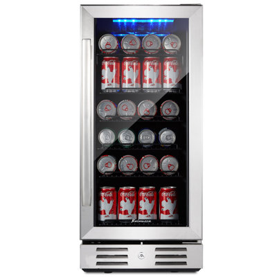 Kalamera 15'' W 96 Cans (12 oz.) 2 Cubic Feet Beverage Cooler with Wine Storage and Reversible Door
