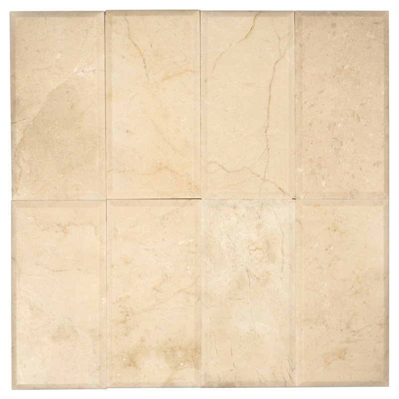 3" X 6" Beveled Marble Subway Tile, Beige/Yellow